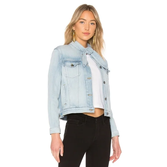 FRAME // le tie neck button front slim fit soft stretch denim jacket littleton - Picture 5 of 16